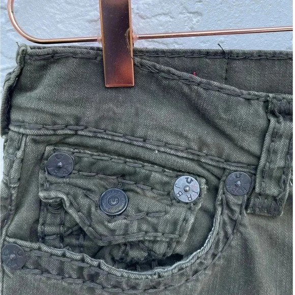 True Religion Mens Style Geno Statement Trouser Pants Army Green Sz 33 - Picture 15 of 16